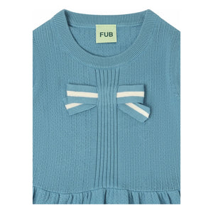 FUB - Bow T-Shirt Fine Knit Organic Cotton | Azure Blue
