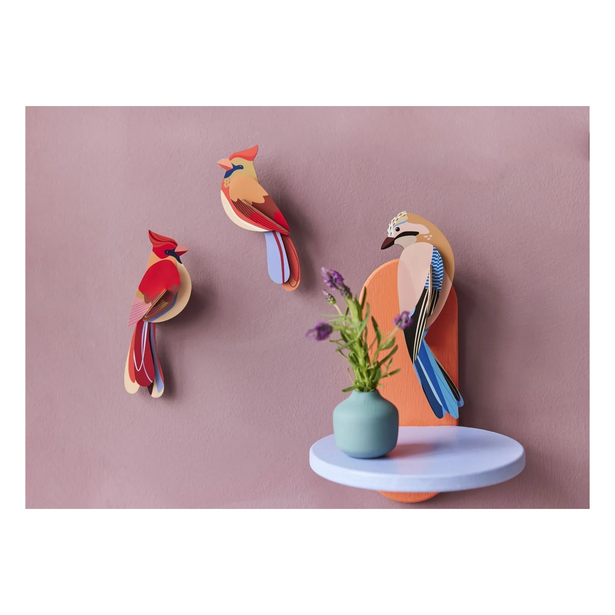 Studio Roof - Cardinal Wall Decorations - Set of 2 | Red