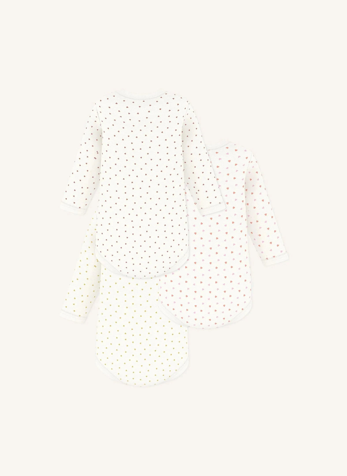 Petit Bateau - 3'lü Body Seti Little Hearts Organik Pamuk | Beyaz