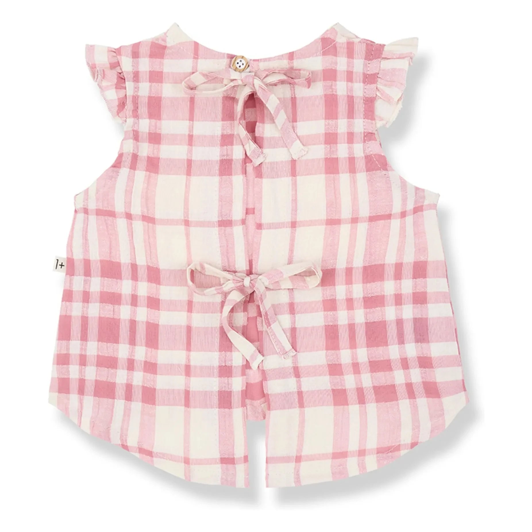 1+ in the family - Ferrosa Linen Checkered Blouse | Powder Pink