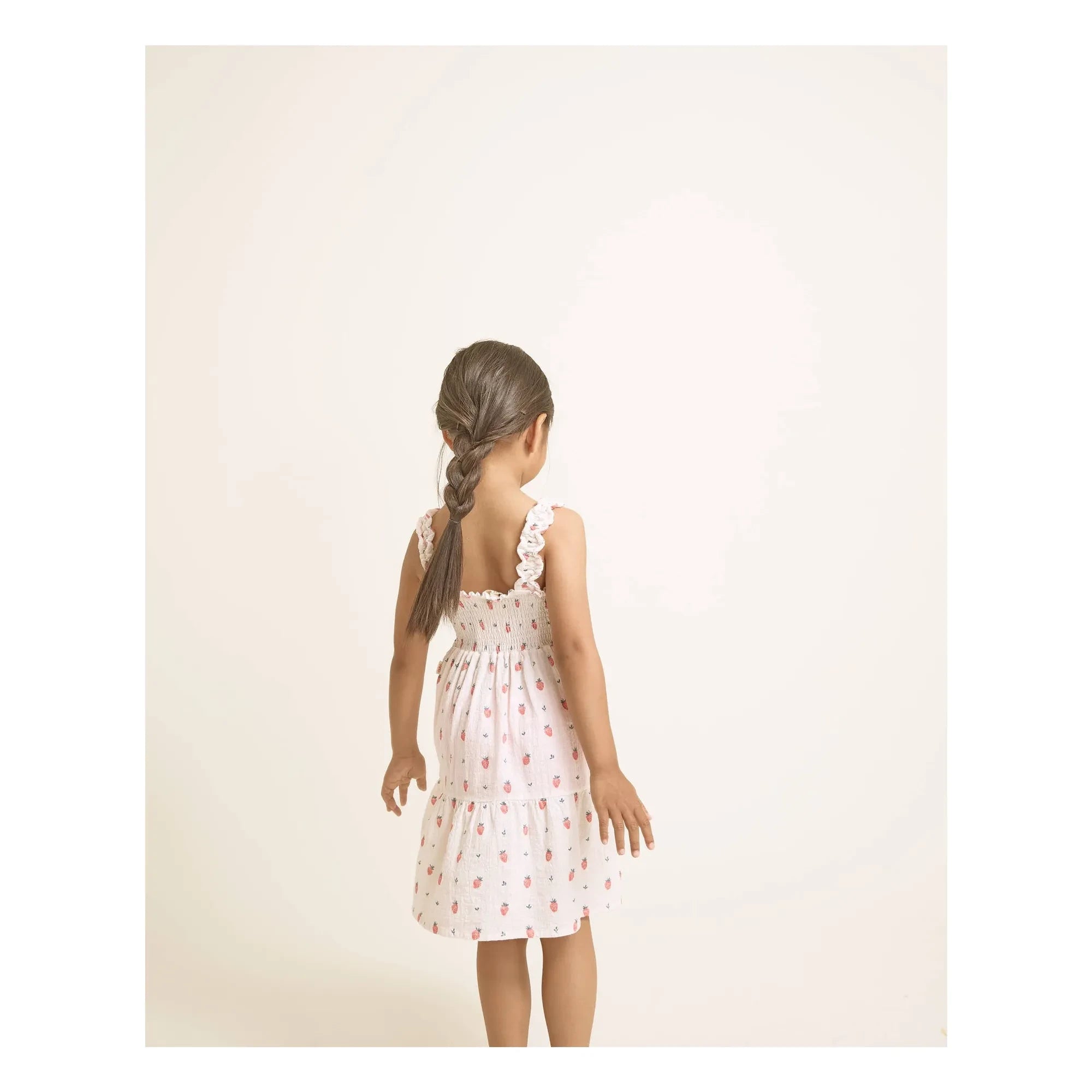 Búho - Strawberry Ruffled Organic Cotton Dress | Pale Pink