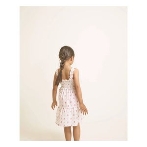 Búho - Strawberry Ruffled Organic Cotton Dress | Pale Pink
