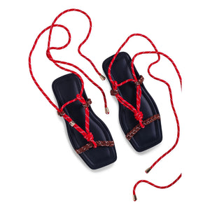 Flòwze - Flò Square Double Strap Sandals | Red