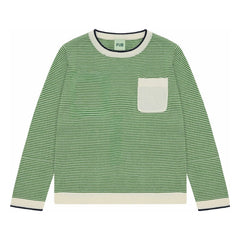 FUB - Striped Crew Neck T-Shirt Fine Knit Organic Cotton | Green