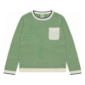 FUB - Striped Crew Neck T-Shirt Fine Knit Organic Cotton | Green