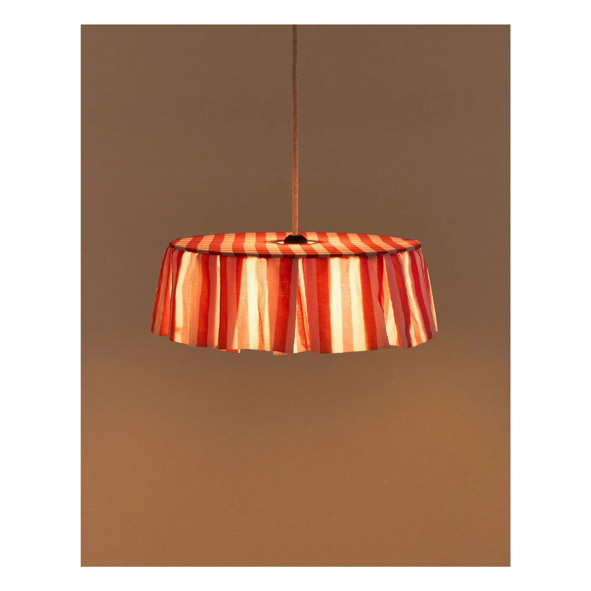 Nobodinoz - Organic Cotton Voile Striped Lampshade | Red