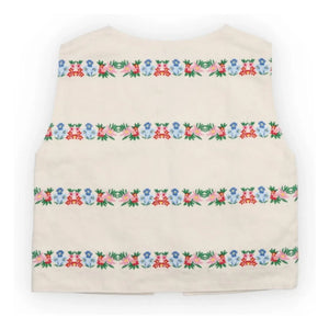 the new society - Embroidered Malva Flower Knots Cotton BCI | Ecru