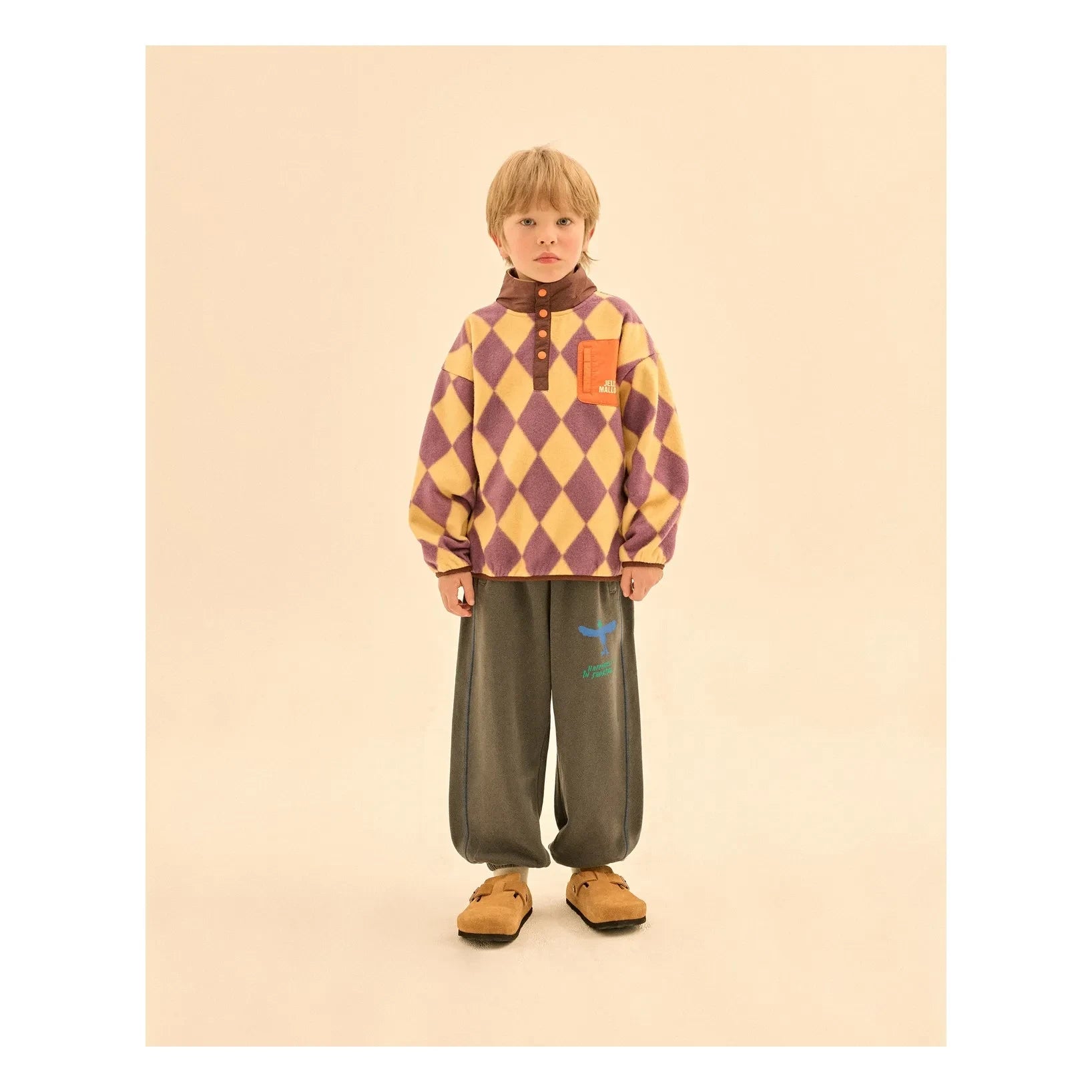 Jelly Mallow - Diamond-Patterned Sweatshirt | Yellow