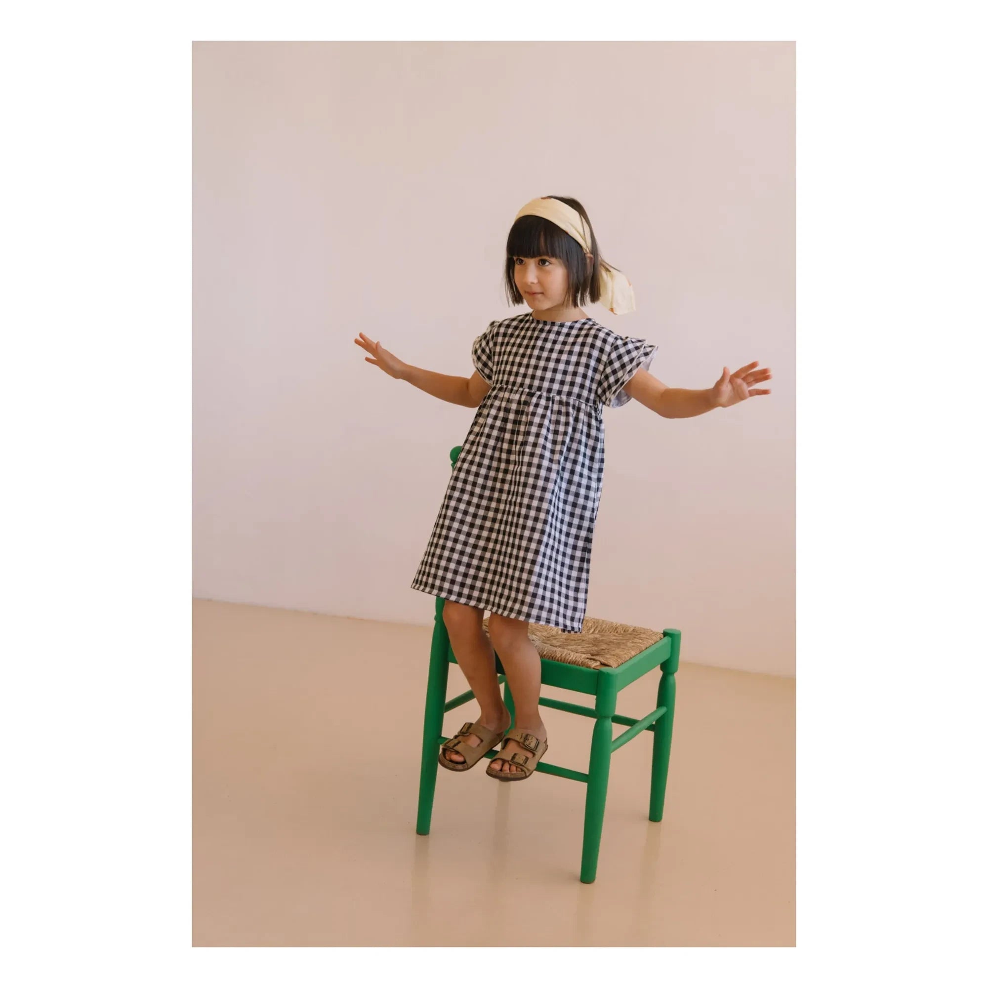 Studio Bohème - Cousine Vichy Organic Cotton Gauze Dress | Black