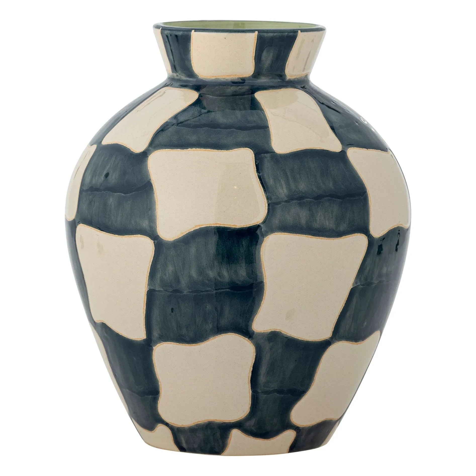 Bloomingville - Checkered Stone Ceramic Vase | Blue