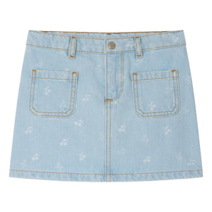 Bonpoint - Tison Cerises Denim Skirt | Light Blue