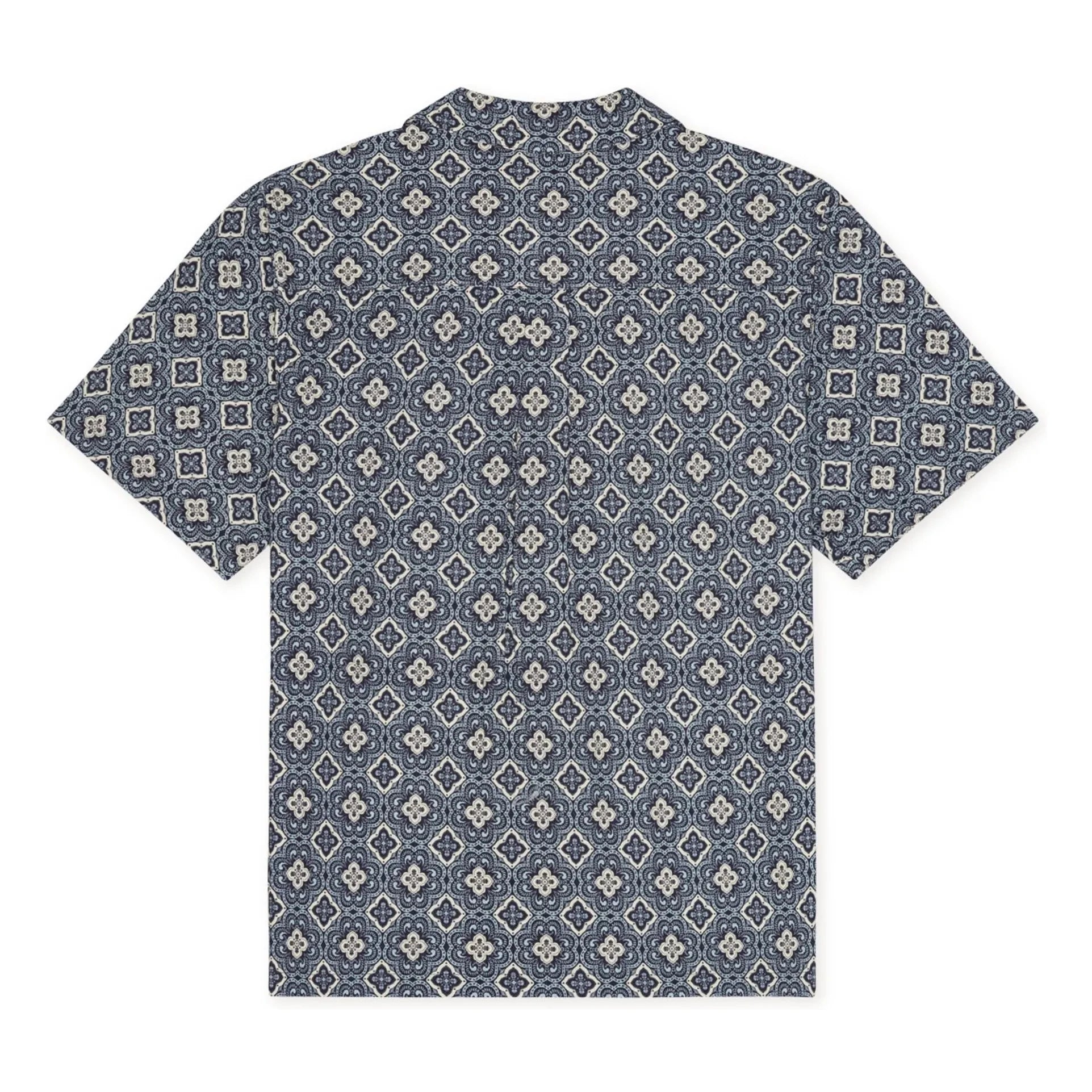 Les Deux - Lukas Arabesque Organic Cotton Short Sleeve Shirt | Blue