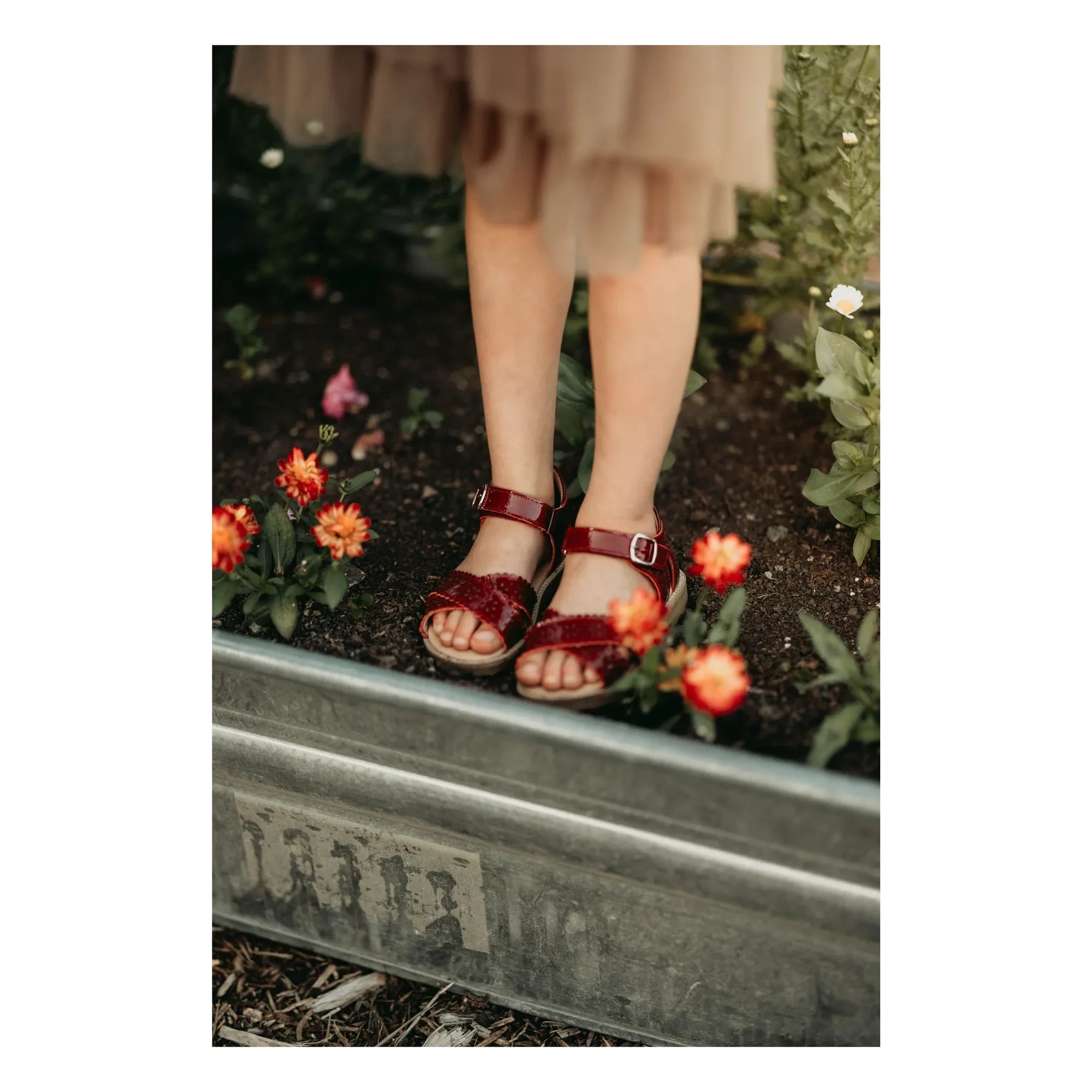Petit Nord - Scallop Flower Sandals | Cherry Red