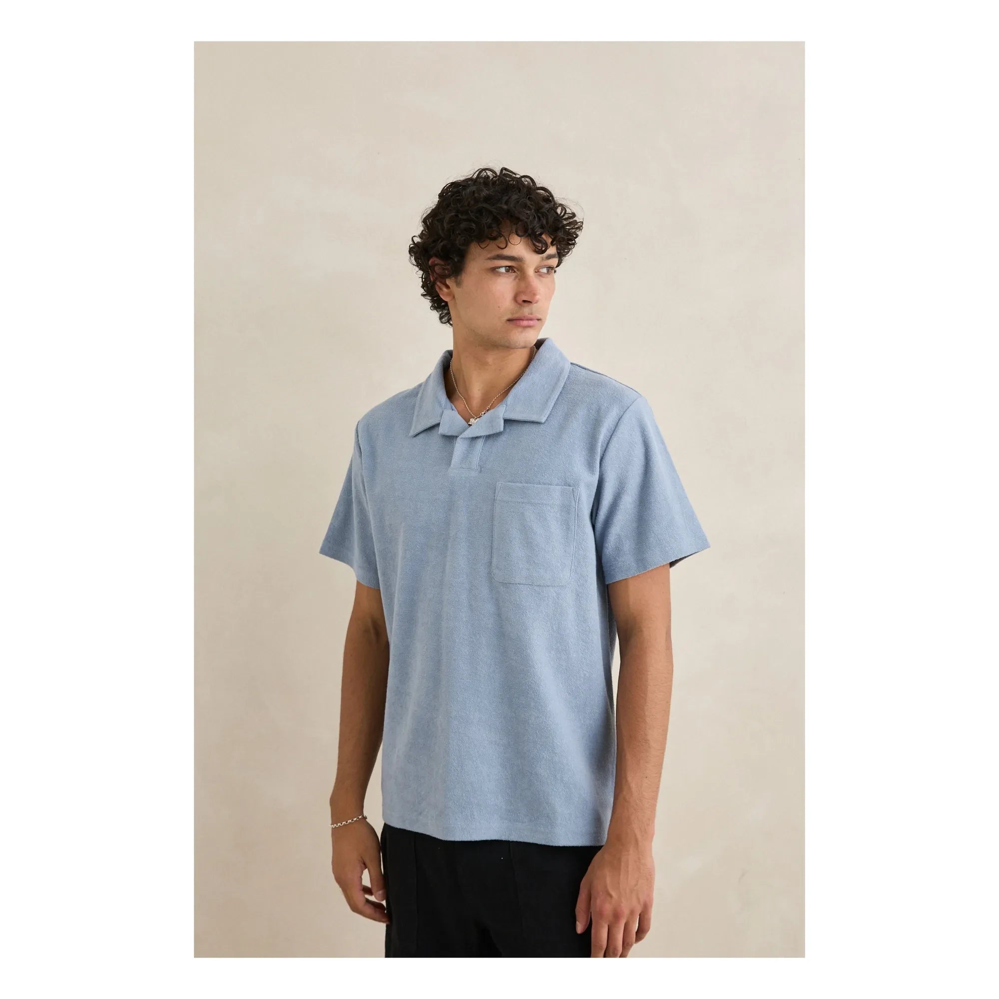 Rhythm - Vintage Terry polo shirt | Light Blue