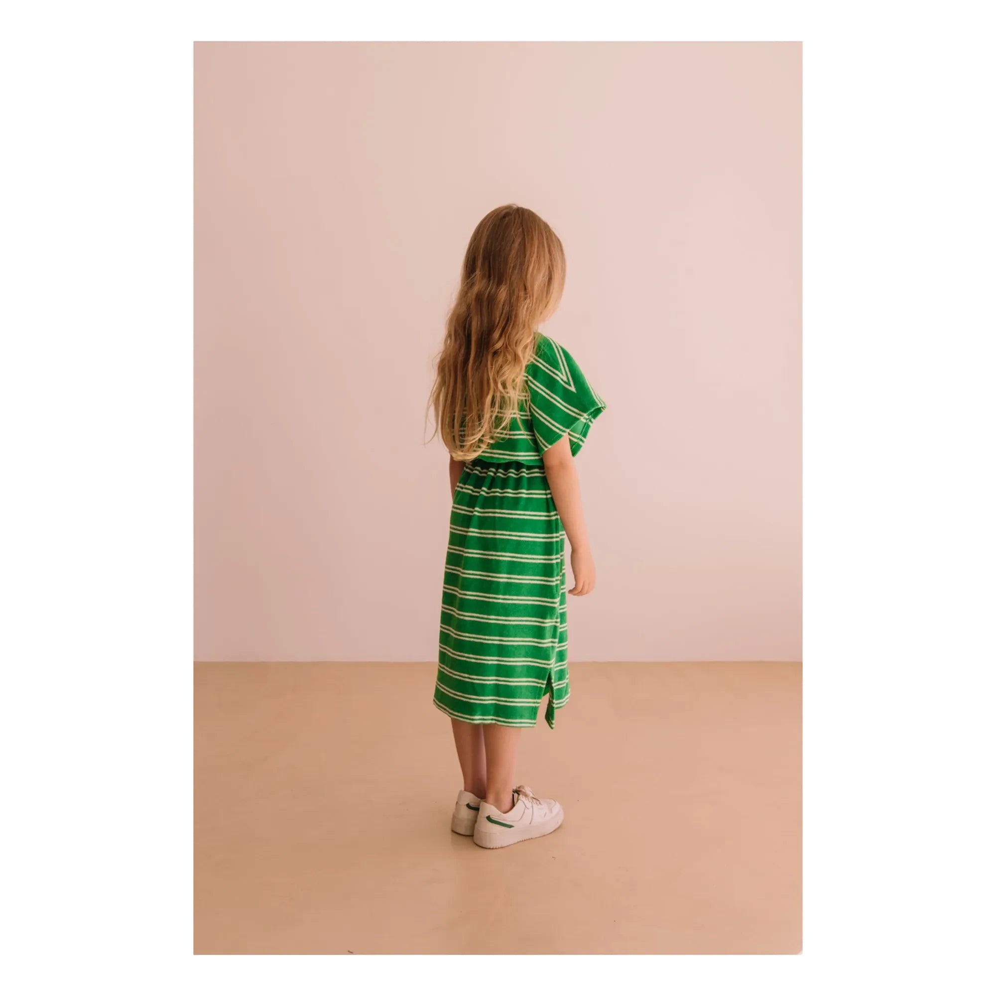 We Are Kids - Green Striped Organic Cotton Terry Dress