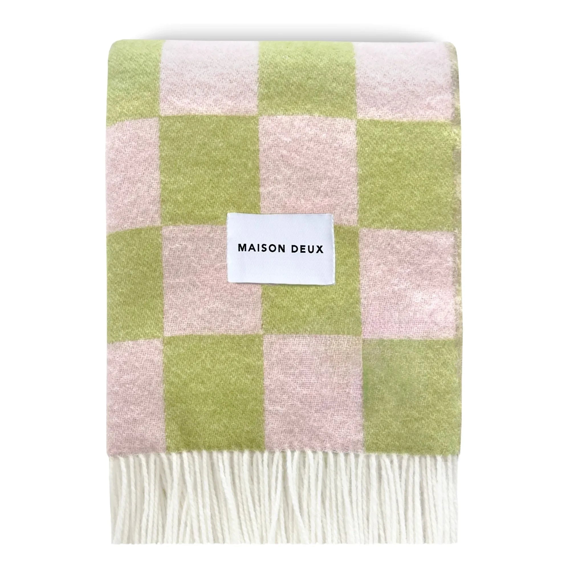 Maison Deux - Damier Wool Blanket | Anise Green
