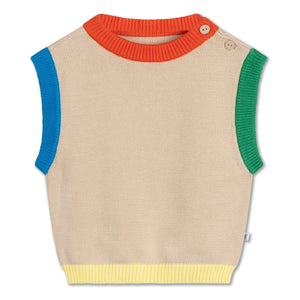 Repose AMS - Color Block Sleeveless Knitted Sweater | Beige