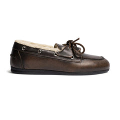 Posa - Leather and Faux Fur Boat Shoes | Brown