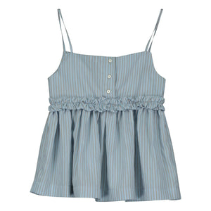 Tangerine - Striped Ruffle Top | Pale blue