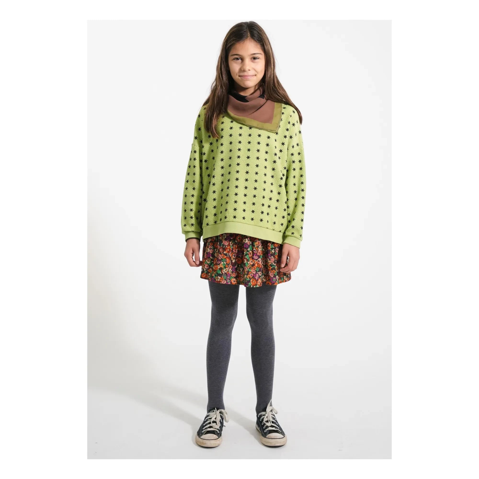 Piupiuchick - Ribbed Star Sweatshirt Organic Cotton | Green