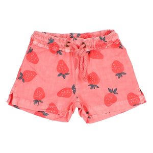 Búho - Strawberry Organic Cotton Baby Bath Shorts | Pale Red