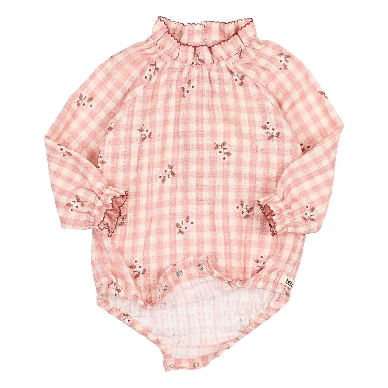 Búho - Vichy Çiçekli Tulum Body | Pembe