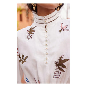 Alémais - Mina Embroidered Short Dress | White