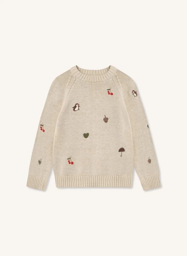 Fliink - Nova Cerises Organic Cotton Sweater | Ecru