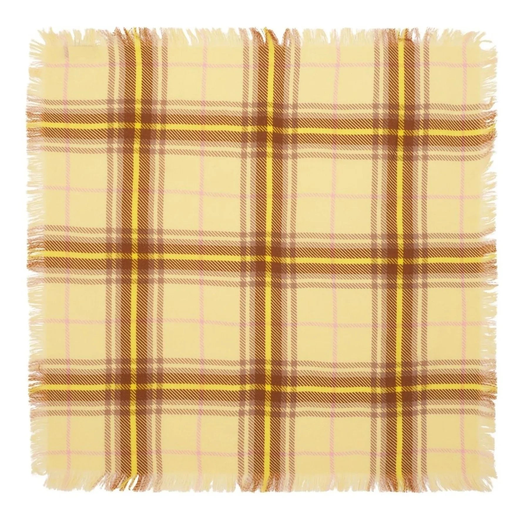 Bompard - Mini Check Tartan Cashmere Scarf | Lemon Yellow