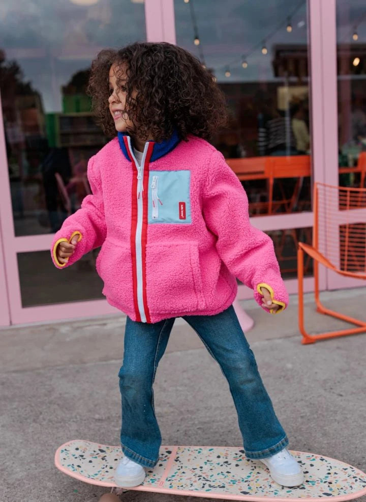 Hello Hossy - Zippered Fleece Jacket | Fuchsia