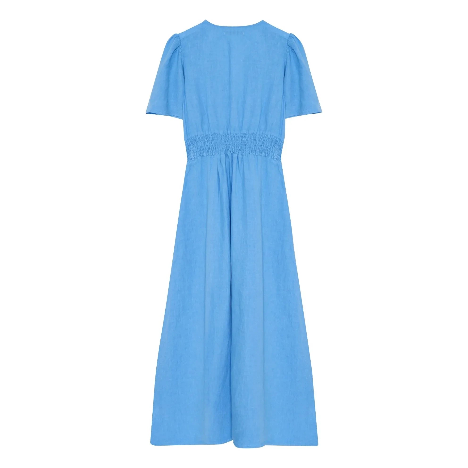 the new society - Melissa Linen Dress | Blue
