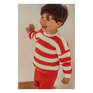 THE LiTTLE POETS - Gastão Striped Organic Cotton Sweater | Red