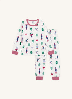 Petit Bateau - Noel Pijamaları Organik Pamuk | Beyaz