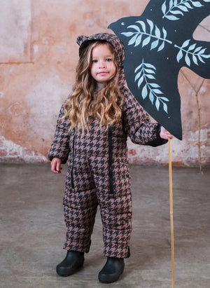 Töastie - Waterproof Houndstooth Cloud Jacket Made from Recycled Fibers | Brown