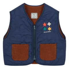 Jelly Mallow - Reversible Colorblock Sherpa-Style Sleeveless Jacket | Navy