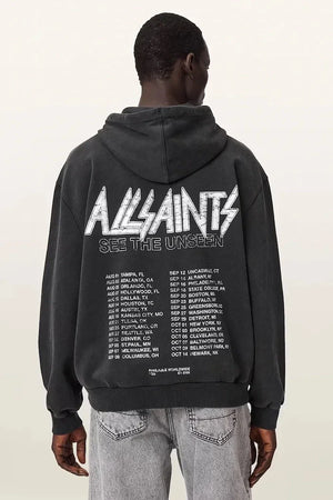 AllSaints pamuklu kapüşonlu erkek sweatshirt CHROMIUM