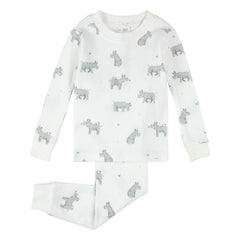 Petit Lem - Giraffe organic cotton pajamas | Ivory