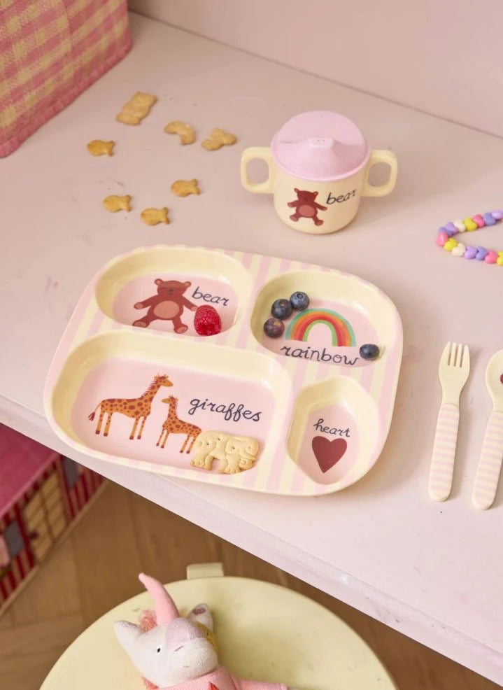 Rice - ABC Compartment Plate | Pale Pink