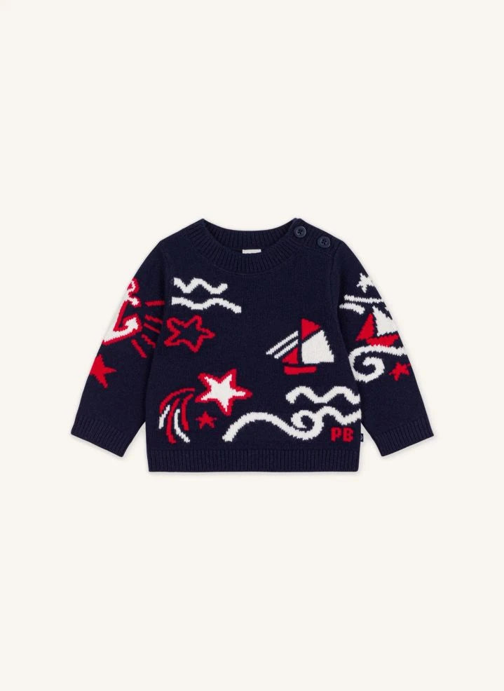 Petit Bateau - Wave Wool Kazak | Lacivert