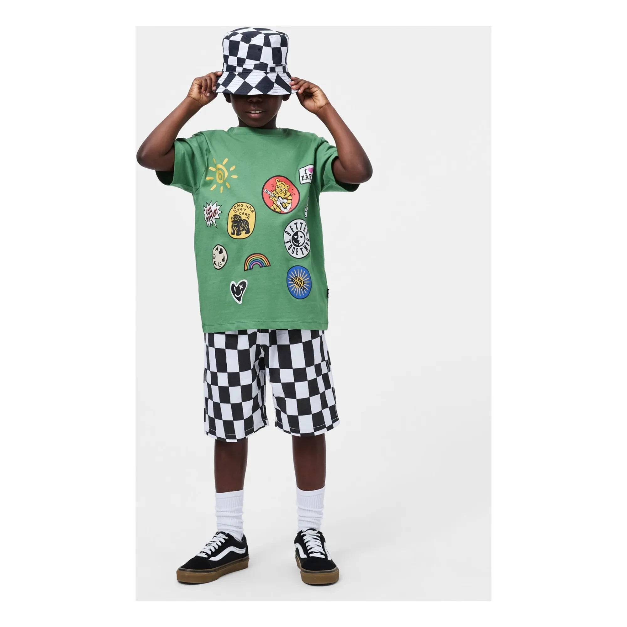 Molo - Arrow Damier Organic Cotton Shorts | Black