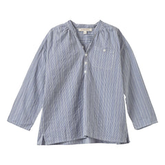 Caramel - Adonis Striped Silk Shirt | Azure blue