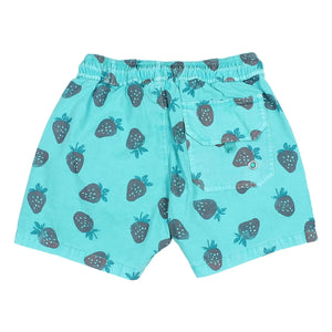 Búho - Strawberry Poplin Organic Cotton Swimsuit Shorts | Turquoise