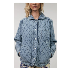 Lollys Laundry - Viola Quilted Cotton Jacket | Denim Blue