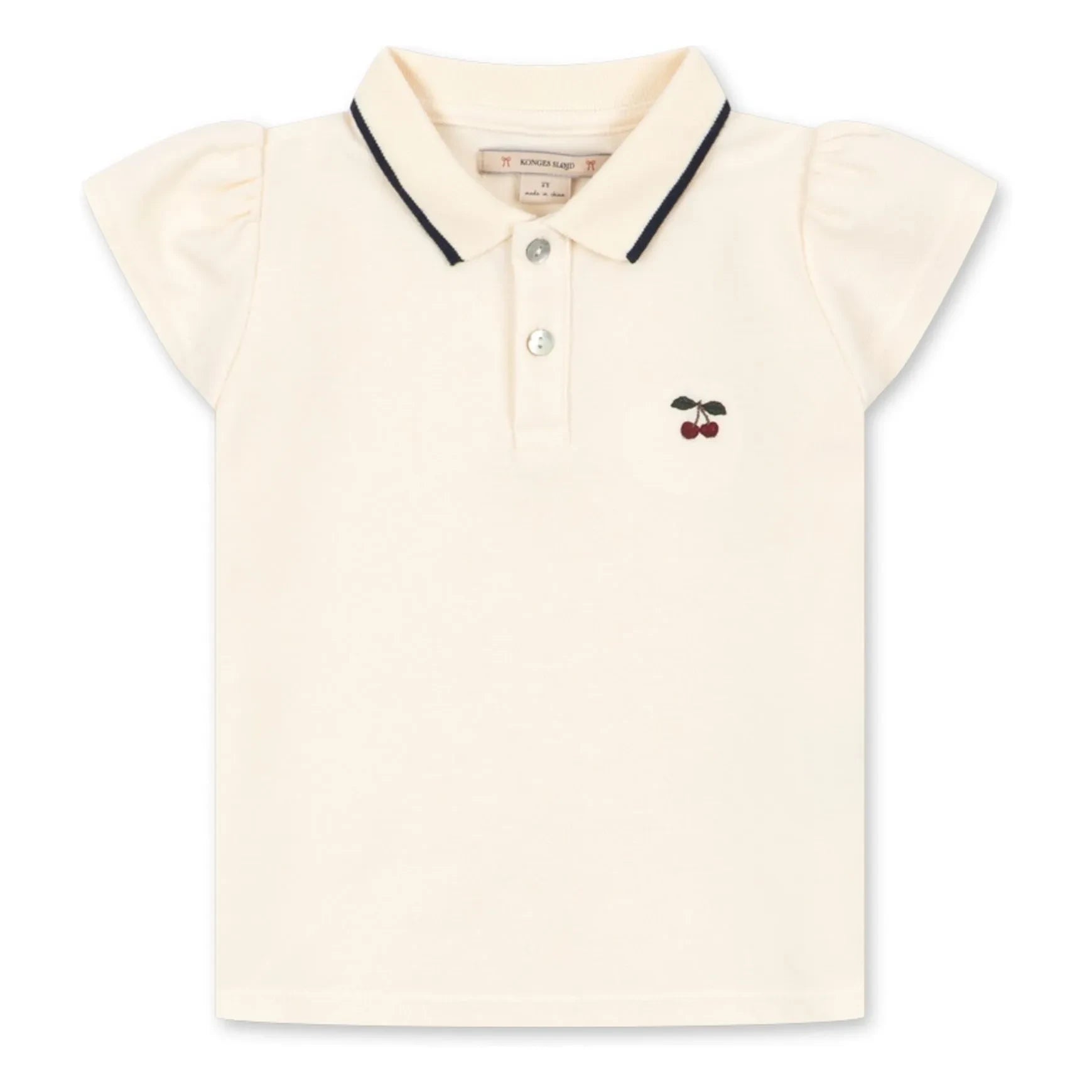 Konges Sløjd - Florita Cerises organic cotton polo shirt | Ecru