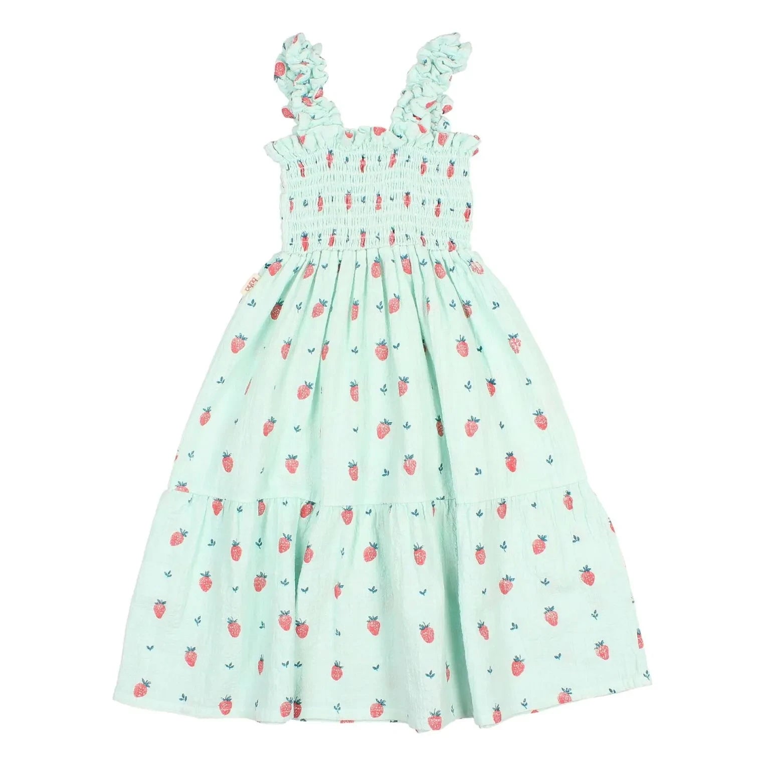 Búho - Organic Cotton Dress with Strawberry Ruffles | Mint Green