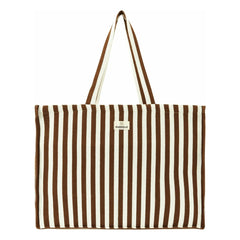 Gabrielle Paris - Striped Cotton Weekend Bag | Mocha