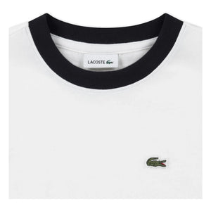 Lacoste - Organic Cotton Logo Contrast Sleeve T-Shirt | Off White