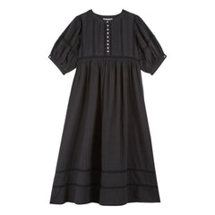 Emile et Ida - Lace Cotton Gingham Dress | Black