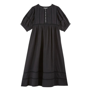Emile et Ida - Lace Cotton Gingham Dress | Black
