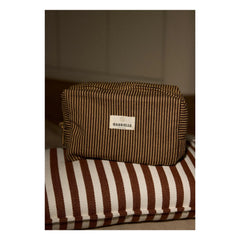 Gabrielle Paris - Striped Cotton Toiletry Bag | Brown